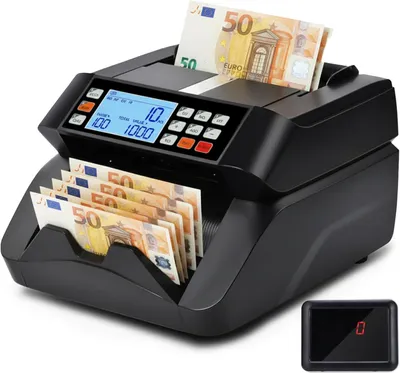 Produktbild von Geldzählmaschine, Banknotenzählmaschine mit UV-/MG-/IR-/MT-Erkennung, Banknotenzählmaschine mit 3,5-Zoll-LCD-Display und externem Display