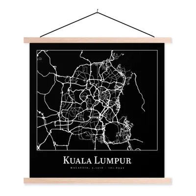 Produktbild von MuchoWow® Textilposter Stadtplan - Kuala Lumpur - Karte - Stadtplan 60x60 cm mit holzfarbenen Rahmen - Wanddekoration
