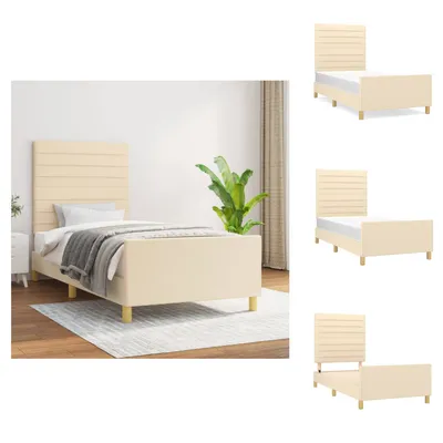 Produktbild von vidaXL Bettgestell mit Kopfteil Creme 90x200 cm Stoff -  Betten & Bettgestelle