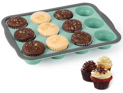 Produktbild von Muffin Backform Silikon für 12 Muffins 31 x 23 cm Blaugrün