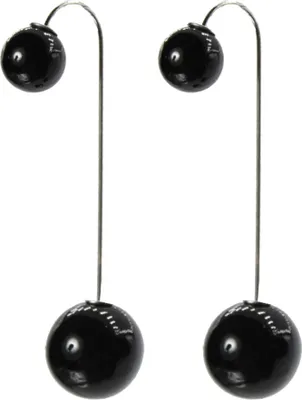 Produktbild von Hochglanz Schwarz Doppelseitige Ohrringe Ohrstecker Ohrschmuck Earring