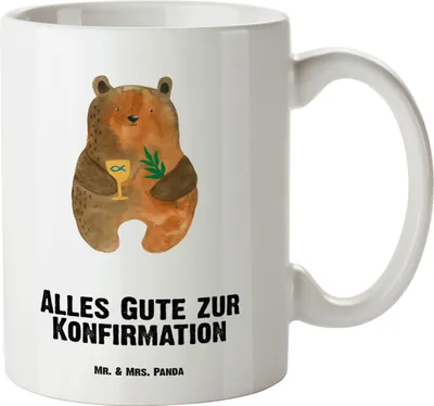 Produktbild von Mr. & Mrs. Panda Haferl Bär Konfirmation - Weiß - Geschenk, Teddy, Kirche, Kaffeepott, jumbotasse, Keramiktasse, Große Tasse, Evangelisch, Teetasse, Jumbo, Gottesdienst