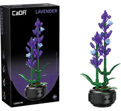 Produktbild von CADA Lavender Pflanzenset, 205-teiliges Baukastenmodell mit Tontopf – ABS Bausteine, Bauset für Anfänger ab 8 Jahren