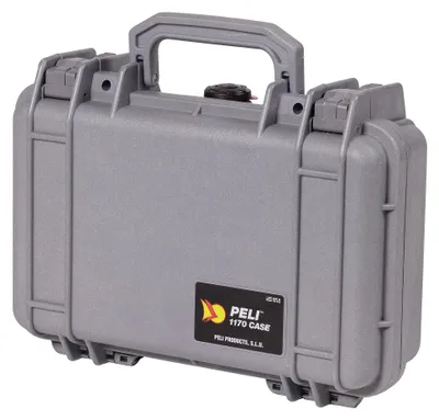 Produktbild von PELI 1170 Professioneller Kamerakoffer für Optimalen Schutz, IP67 Wasser- und Staubdicht, 3L Volumen, Mit Schaumstoffeinlage (anpassbar), Silber/Grau – Größe Peli 1170 Koffer
