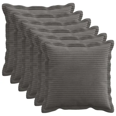 Zdjęcie produktu dla Pokrowce na poduszki vidaXL, 6 sztuk, HOUTEN, ciemnoszary, 30 x 30 cm, materiał: cord