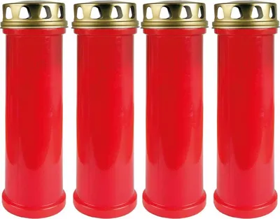 Produktbild von Grabkerze Kompositionsöllicht 100h Rot (4er-Pack) – Grablicht mit Deckel, 4 Tage Öllicht, wetterfester Kunststoff, für Grablampe und Grableuchte
