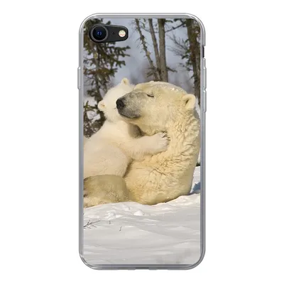 Produktbild von MuchoWow® Handyhülle Schutzhülle Hülle für iPhone 8 Eisbär - Schnee - Höhle - Jungtier Silikon Softcase Handy Hülle - Schutzhaube