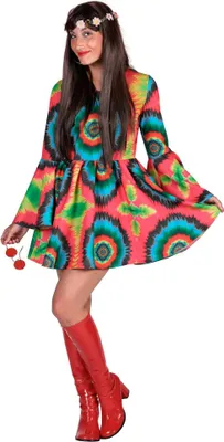 Produktbild von Batikkleid Hippie - Karneval Faschingskostüm Damen Größe: L