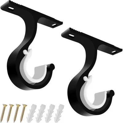 Produktbild von Famanu Halter für Gardinenstangen - Set von 2 - Aluminiumlegierung für Stangen mit 25 bis 28 mm Durchmesser