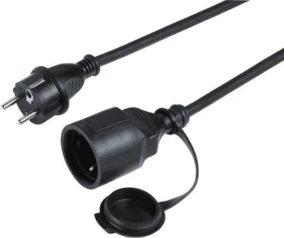 Image de Rallonge d'extérieur 250 V, noire, extra-longue