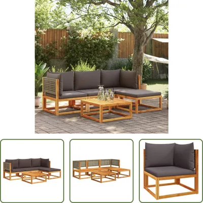 Produktbild von The Living Store 5-tlg. Garten-Sofagarnitur mit Kissen Massivholz Akazie