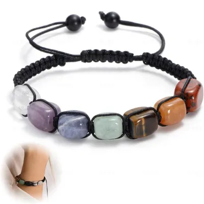 Productafbeelding van Natuursteen Armband - Edelsteen Sieraad - Dagelijkse Stijl - Authentieke Edelstenen - 16-26 cm - Multicolor