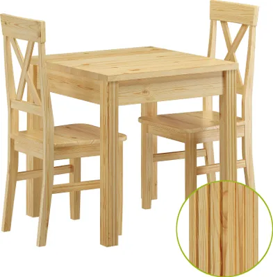 Produktbild von Stuhl- und Tischgruppe mit Esstisch und 2 Stühlen Kiefer Massivholz 90.70-50 C -Set 23