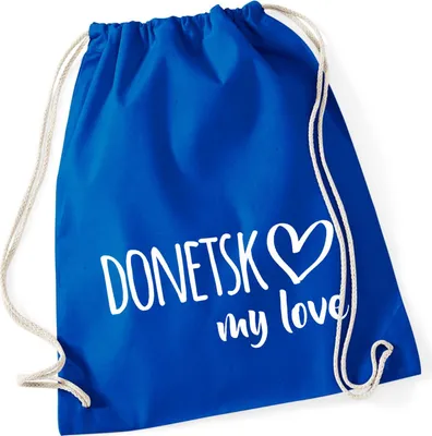 Produktbild von Huuraa Turnbeutel Donetsk my love 12 Liter Bright Royal Baumwolle Rucksack Geschenkidee