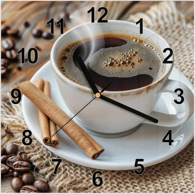 Produktbild von Wanduhr aus Glas mit Motiv Kaffee und Zimt- 30 x 30 cm - inkl. Aufhängesystem