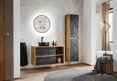Obrázek produktu pro Koupelnový nábytek 100 cm s umyvadlem, skříňkou a zrcadlem LED