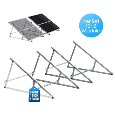 Produktbild von 4X Solarmodul Neigungshalterungen Verstärkte 118cm PV Halterung Flachdachmontage
