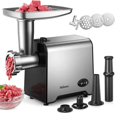 Produktbild von Yabano 3 in 1 Elektrischer Fleischwolf, Edelstahl Hackfleischmaschine mit Wurstf