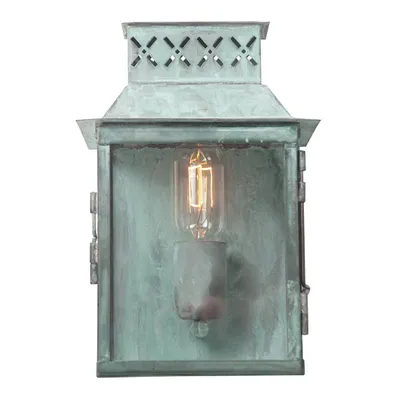 Zdjęcie produktu dla Kinkiet zewnętrzny Lambeth Palace grynszpan 1xE27x60W mosiądz wym:27x18x13cm IP44 Elstead