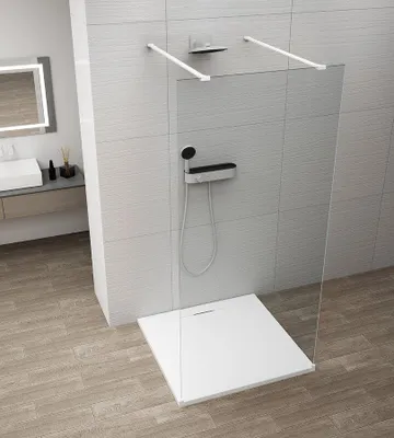 Immagine prodotto di Polysan ESCA, pannello doccia in vetro bianco opaco, autoportante, vetro trasparente, 1000 mm