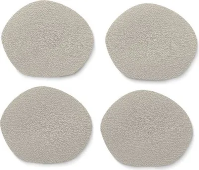 Produktbild von Glasuntersetzer, Kunstleder, 10 x 12 cm, Beige, 4er-Set - Kela | Stone
