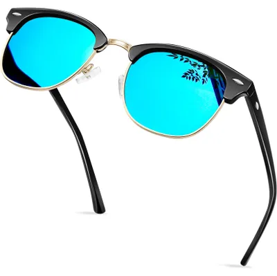 Produktbild von KANASTAL Polarisiert Sonnenbrille Herren Damen Halbrahmen Blau