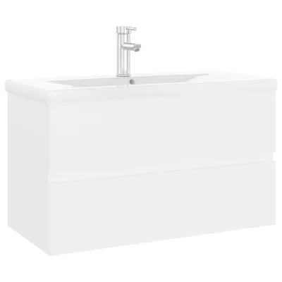 Obrázok produktu pre vidaXL Vanity Unit so zabudovaným umývadlom Biely drevený materiál