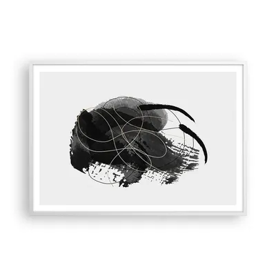 Produktbild von Gerahmtes Poster - Weißer Rahmen - Abstraktion Schwarz Flecken - 100x70 cm - Wand Bild - Wanddeko - Wandbilder - Kunstposter - Wandposter - Bilderrahmen - Bilder - Kunstdruck - P2WAA100x70-4368