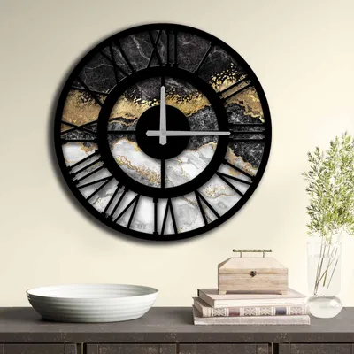 Produktbild von Opviq, 5050MS-027, Wanduhren, Mehrfarbig, MDF, 50 x 50 cm