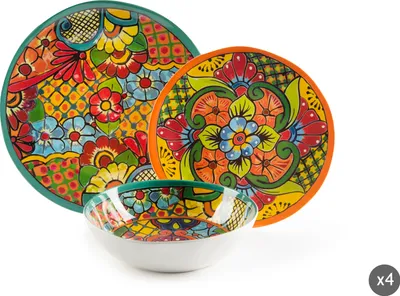 Zdjęcie produktu dla Zestaw naczyń Excelsa 12-częściowy Tijuana w kolorze melaminy