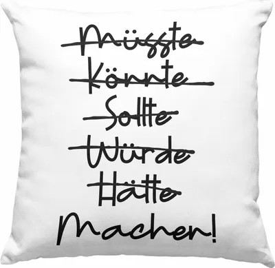 Produktbild von Trendation - Macher Deko-Kissen mit Füllung 40x40 Motivation Deko-Kissen mit Füllung 40x40 Spruch Geschen (Grau)