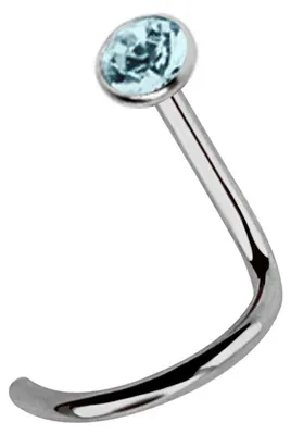 Produktbild von Titan Nasenpiercing Stecker Spirale 1,0 mm mit Stein in 2,5 mm, hellblau-türkis