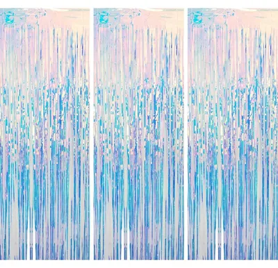 Produktbild von Lametta Vorhang - Irisierend glänzend - Fotowand Hintergrund Dekoration - 3 Stück, 1m x 2m