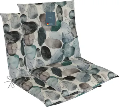 Produktbild von LILENO HOME Gartenstuhl Auflagen als [2er Set - Niedriglehner] in Natur Aquarell Türkis - bequeme Liegen als Sitzauflagen für Gartenmöbel - Stuhlkissen für Gartenstühle und Klappstühle MAR