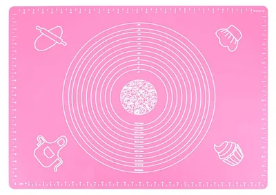 Image de Tapis de cuisson en silicone, 50 x 40 cm, revêtement antiadhésif, antidérapant, pour fondant, gâteaux et pizzas, rose