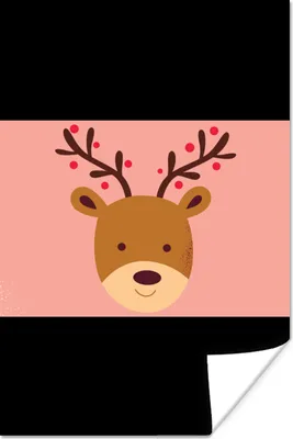 Produktbild von MuchoWow® Poster Rentier - Weihnachten - Rosa - Winter 120x180 cm - Kunstposter