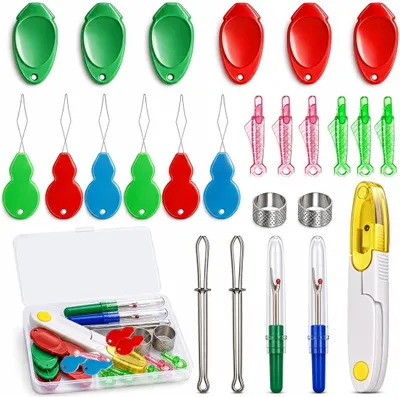 Imagen del producto de Kit multifuncional para enhebrar agujas, de 10,6 x 7,3 x 1,8 cm, compacto, ideal para trabajos de costura