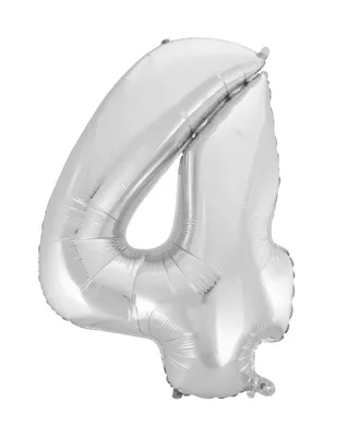 Obrázek produktu pro Fóliový balónek číslice 4 - stříbrná - silver - 102cm