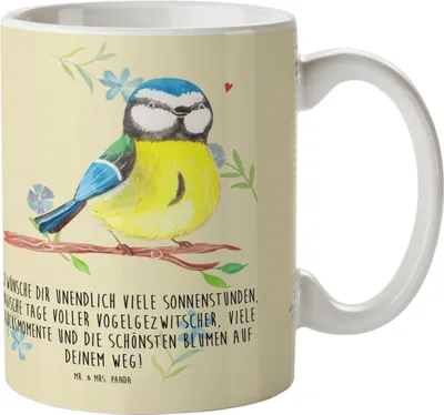 Produktbild von Mr. & Mrs. Panda Kindertasse Vogel Blaumeise - Blumig - Geschenk, Trinklernbecher, Mehrwegbecher, Ostern, Osterhase, Kunststoffbecher, Frühling, Plastikbecher, Pott
