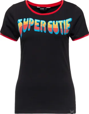 Produktbild von Queen Kerosin Ringer T-Shirt - Super Cutie Schwarz XS