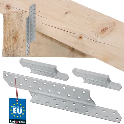 Immagine prodotto di KOTARBAU® Set di 12 ancoraggi per travi Ancoraggi per arcarecci di travi a sinistra 25x3,5 cm in acciaio zincato Ancoraggi per arcarecci di travi Piastra angolare Connettore per legno Connettore per travi Angolo in acciaio per rinforzare le costruzioni in legno
