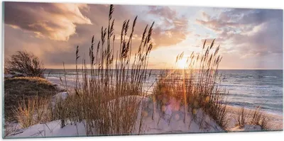Produktbild von Bilder auf glas - Einteilig - Westen auf der Strand - 120x50cm - Glasbilder - Wandbilder - Bilder - zum Aufhängen bereit - Wanddekoration aus Glas - Glas Bilder - Wandbild auf Glas - GAB120x50-4710