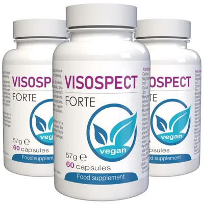 Produktbild von Visospect - 180 Kapseln (3x60) hochdosiert - Original Rezept aus der Schweiz - Vegan & Pflanzlich mit Vitaminen & Mineralien - 3er Pack