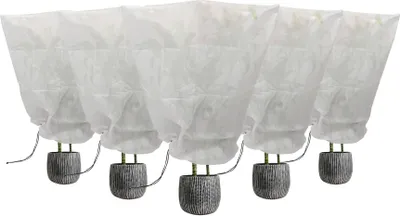 Produktbild von Pflanzenvlies-Frostschutzhüllen mit Kordelzug – 80 cm x 100 cm – 5 Stück