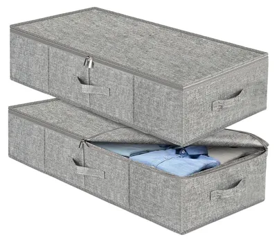 Image de Boîte de rangement sous le lit pliable avec couvercle et poignée