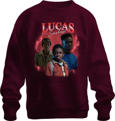 Immagine prodotto di Lucas Sinclair Stranger Fan Gift Vintage 80s Retro 90s Bootleg Felpa Unisex Pullover, Borgogna, S