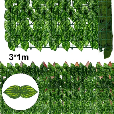 Obrázek produktu pro TolleTour 1*3M soukromí živý plot windbreak břečťan soukromí obrazovka balkon obložení list plot, umělý živý plot soukromí živý plot rostliny živý plot stěna dekorace, meloun listy