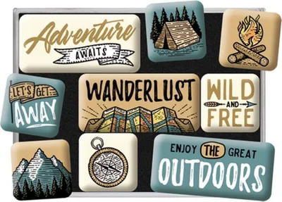 Image de Nostalgic-Art - Set de 9 aimants - Activités de plein air - Aventure en plein air