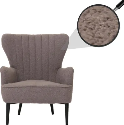 Obrázek produktu pro Lounge chair HWC-K37, koktejlové křeslo s ušima Čalouněná židle retro vintage látka bouclé (600 g/m²) Oeko-Tex světle šedá