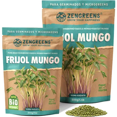 Imagen del producto de ZenGreens® Semillas Eco para Germinar Judía Mungo 500 g – Brotes y Microgreens